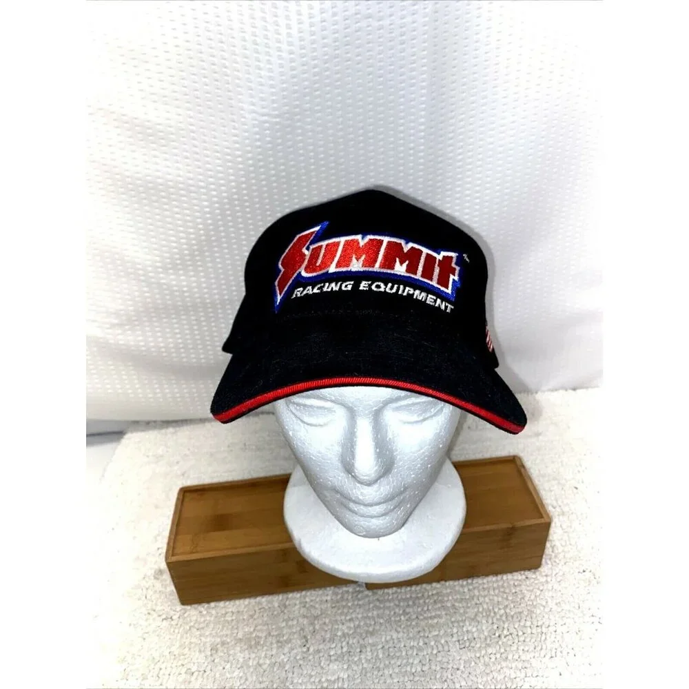 Summit Racing Equipment Black Adjustable Adult Ball Cap w/ Red Letters